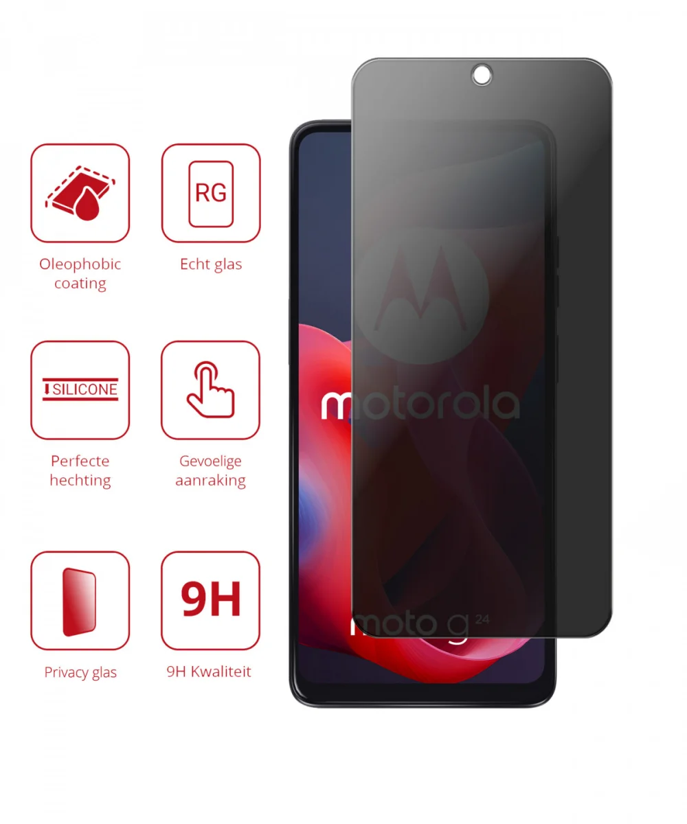 Rosso Motorola Moto G24 9H Tempered Glass Screen Protector Privacy afbeelding 2