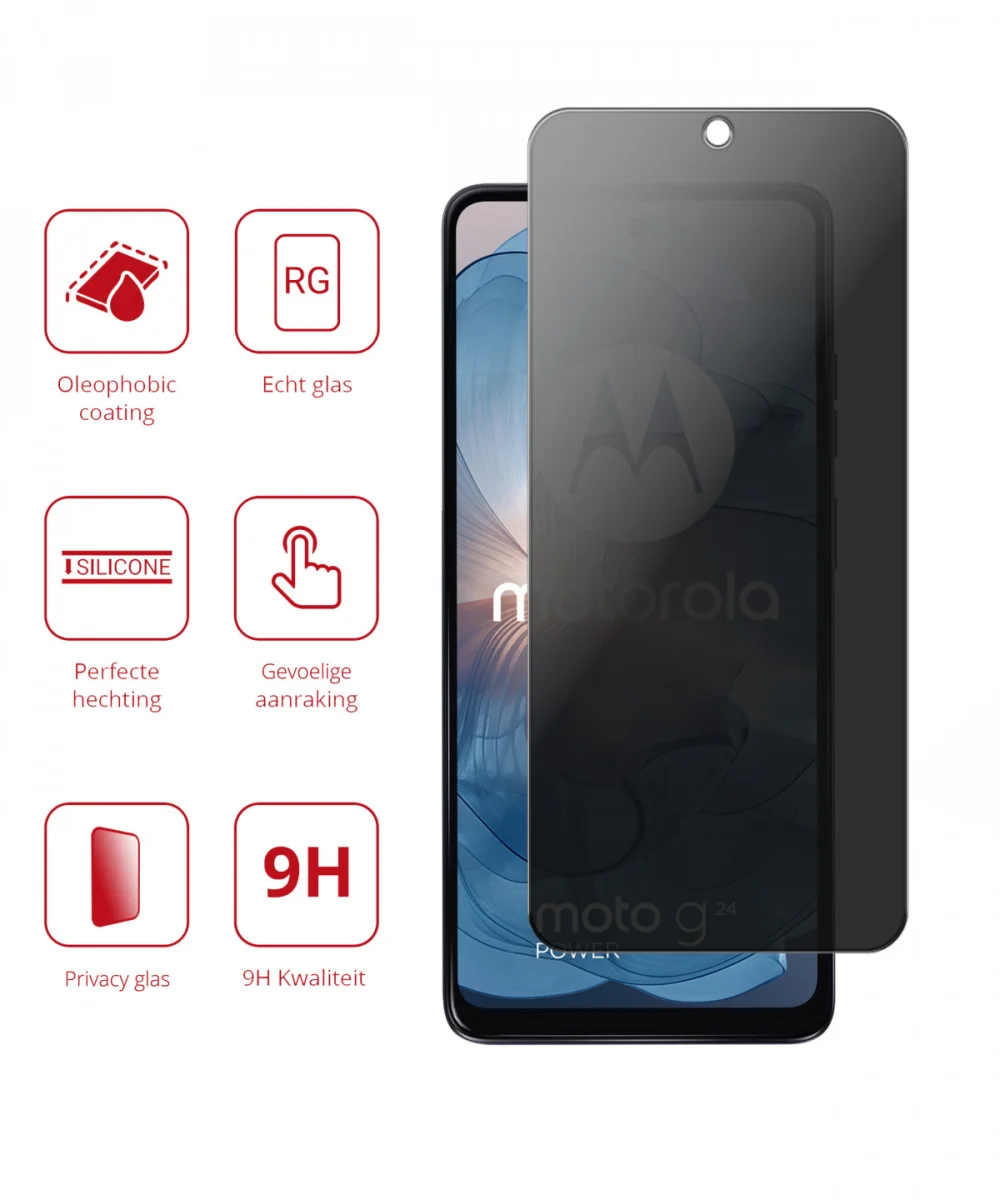 Rosso Motorola Moto G24 Power Tempered Glass Screen Protector Privacy afbeelding 2