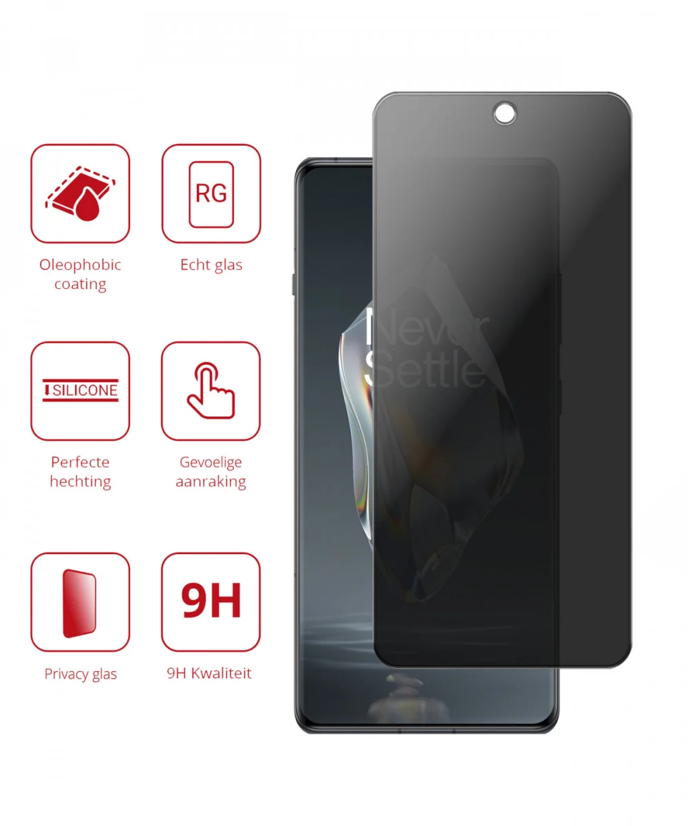 Rosso OnePlus 12R 9H Tempered Glass Screen Protector Privacy afbeelding 2