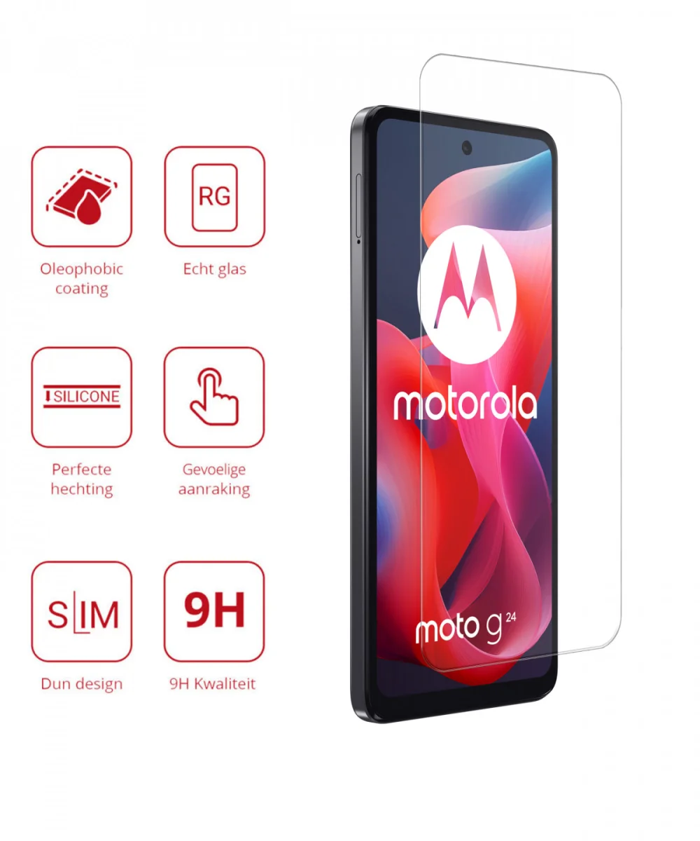 Rosso Motorola Moto G24 9H Tempered Glass Screen Protector afbeelding 2