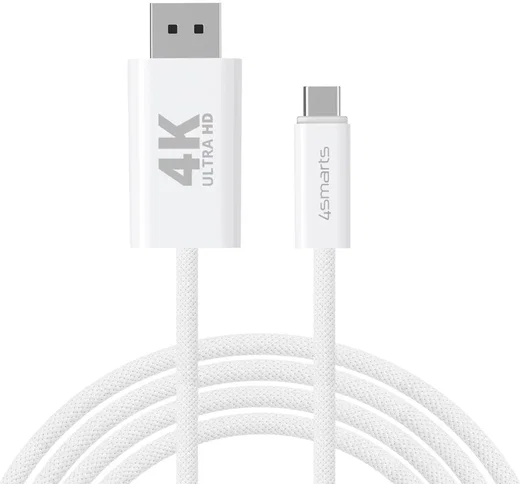 4smarts USB-C naar DisplayPort Video Kabel 4K 60Hz 2 Meter Wit afbeelding 1