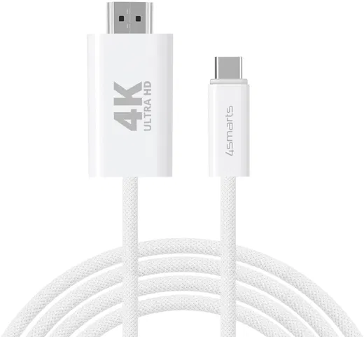 4smarts USB-C naar HDMI Video Kabel 4K 60Hz 2 Meter Wit afbeelding 1