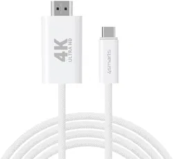 4smarts USB-C naar HDMI Video Kabel 4K 60Hz 2 Meter Wit afbeelding