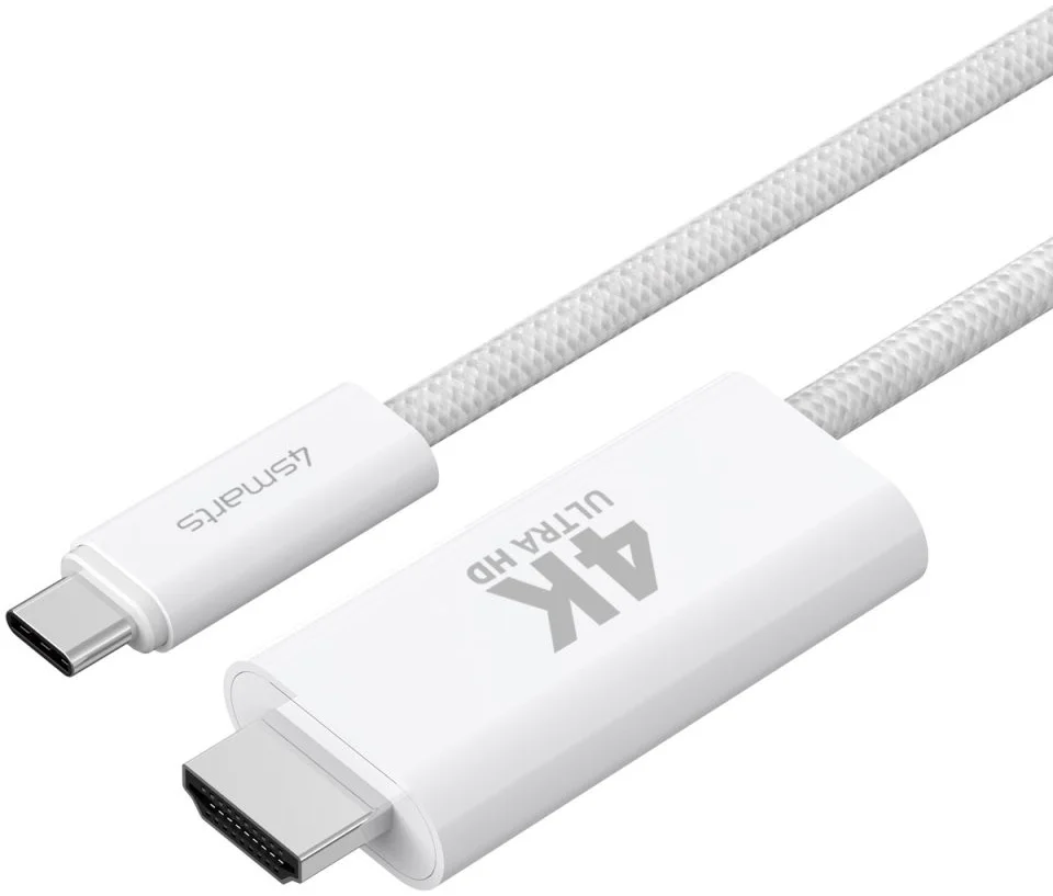 4smarts USB-C naar HDMI Video Kabel 4K 60Hz (100W) 2 Meter Wit afbeelding 6