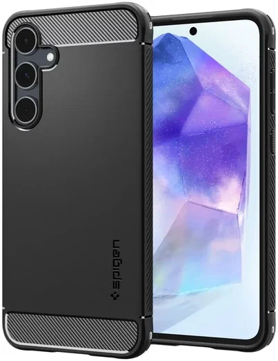 Spigen Rugged Armor Samsung Galaxy A55 Hoesje Back Cover Zwart afbeelding 1