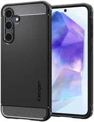 Spigen Rugged Armor Samsung Galaxy A55 Hoesje Back Cover Zwart afbeelding