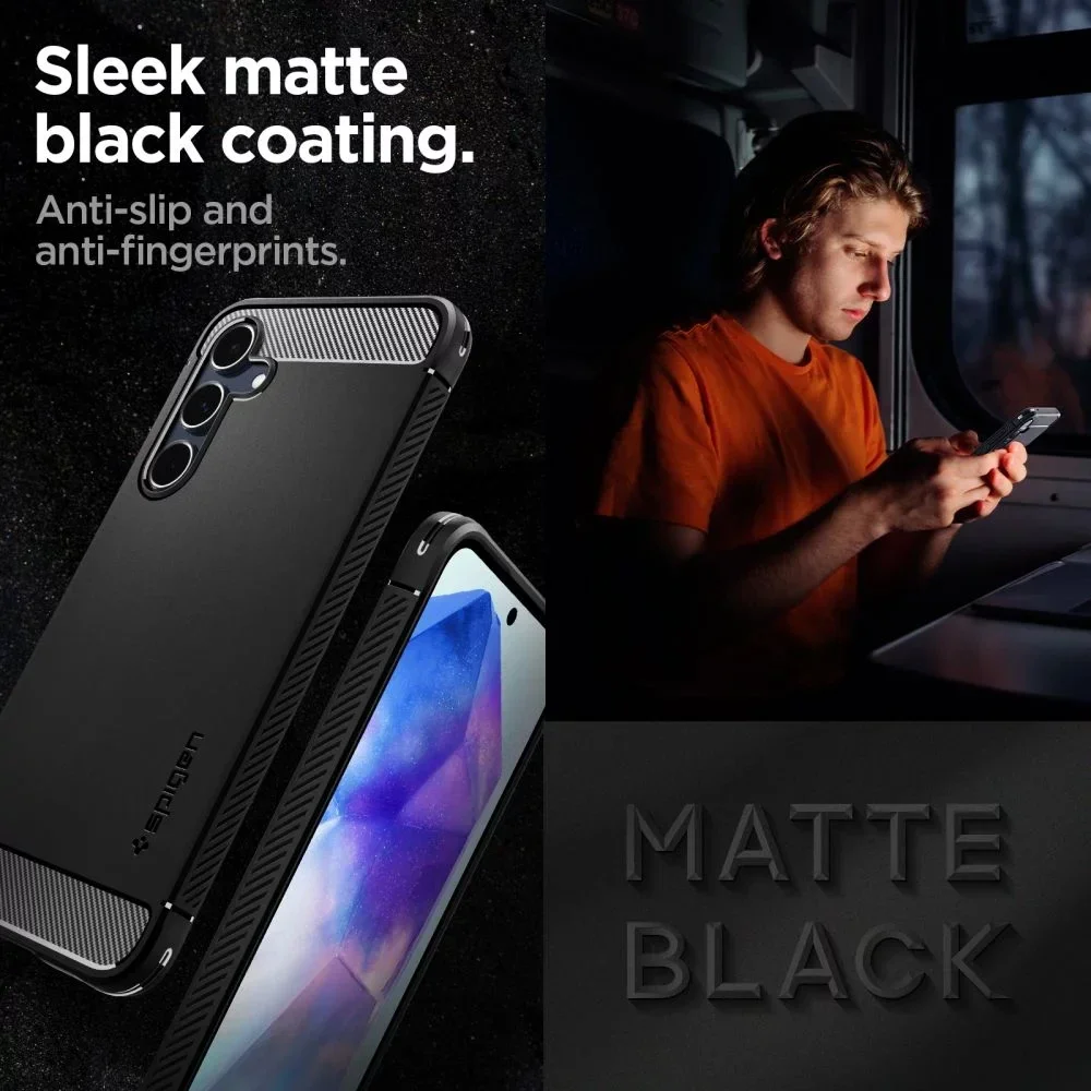 Spigen Rugged Armor Samsung Galaxy A55 Hoesje Back Cover Zwart afbeelding 5