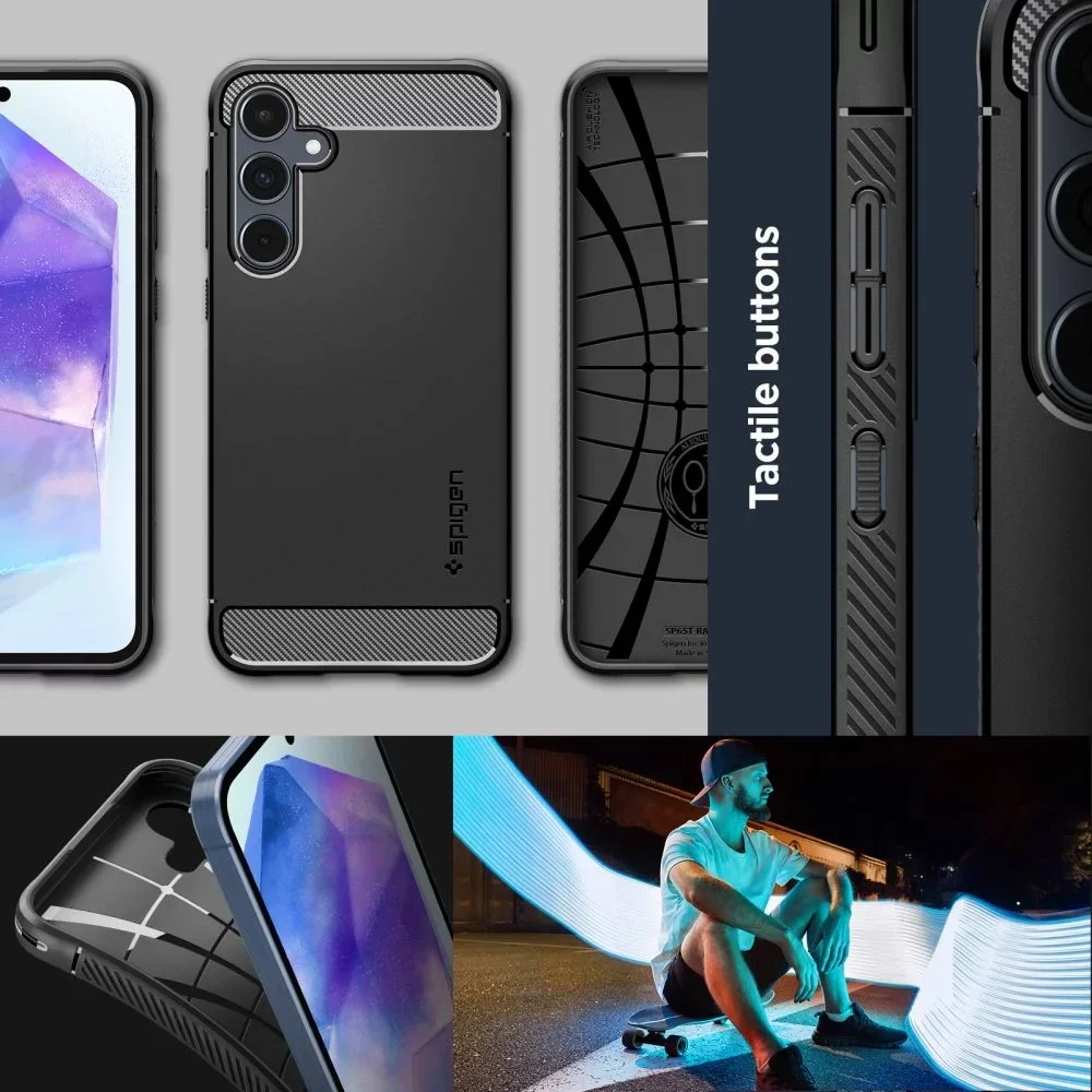 Spigen Rugged Armor Samsung Galaxy A55 Hoesje Back Cover Zwart afbeelding 7