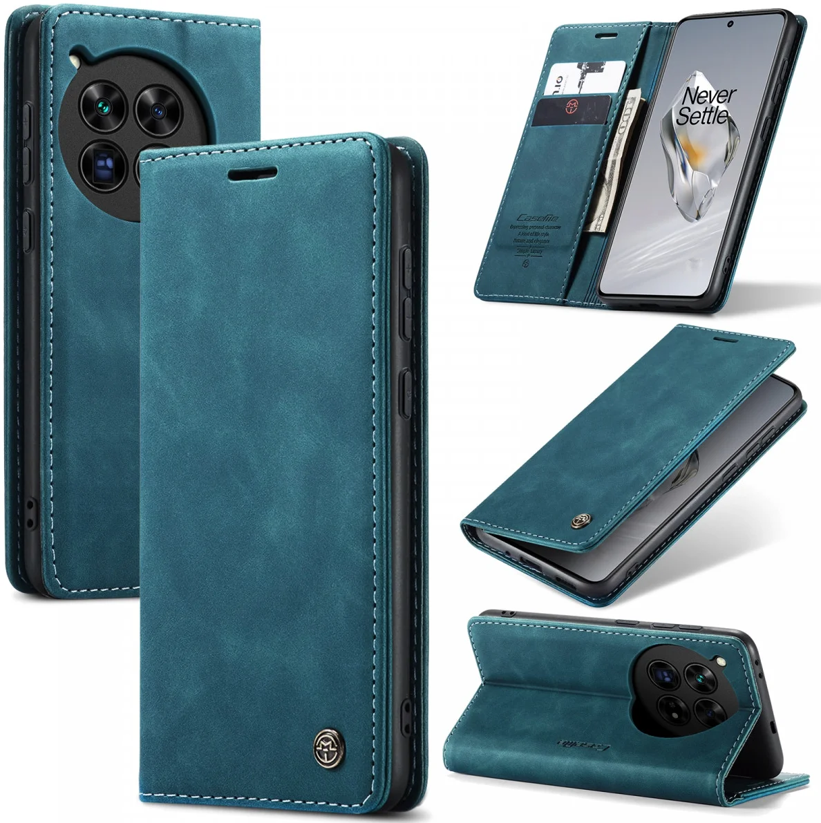 CaseMe 013 OnePlus 12 Hoesje Book Case met Standaard Blauw afbeelding 2