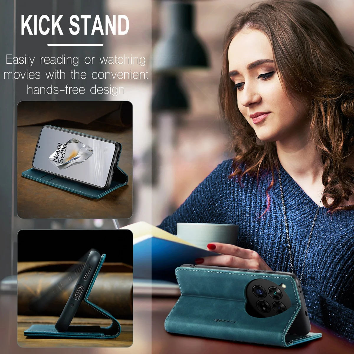 CaseMe 013 OnePlus 12 Hoesje Book Case met Standaard Blauw afbeelding 4
