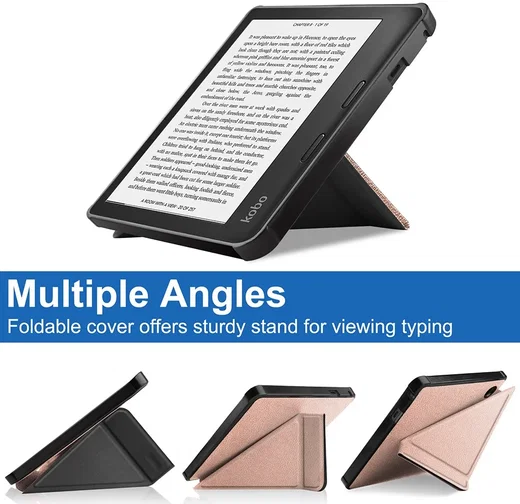 Kobo Sage Hoes Origami Book Case met Standaard Roze Goud afbeelding 5