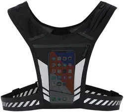 Reflecterend Hardloopvest met Bidonhouder en Telefoonhouder Zwart afbeelding