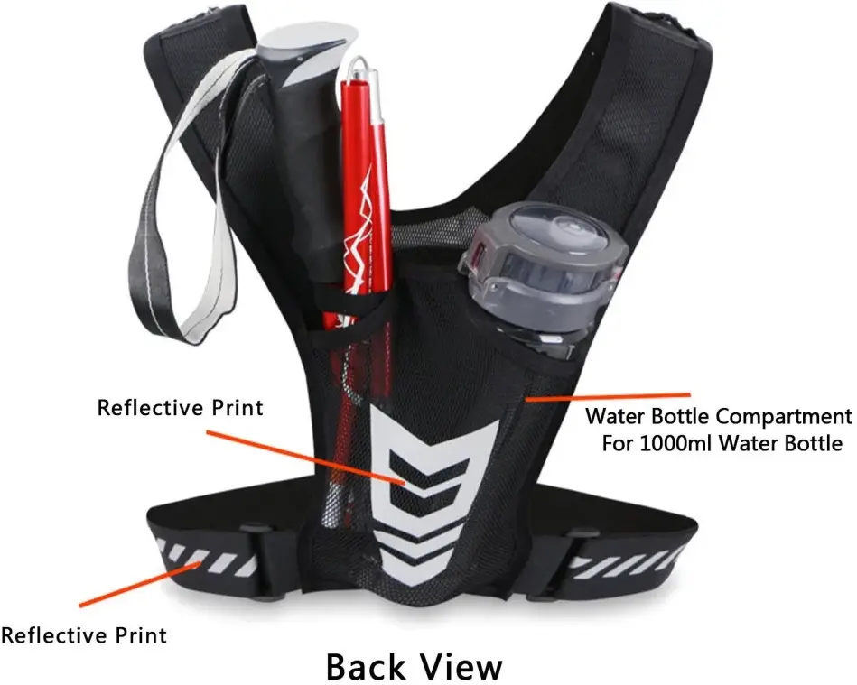Reflecterend Hardloopvest met Bidonhouder en Telefoonhouder Zwart afbeelding 4