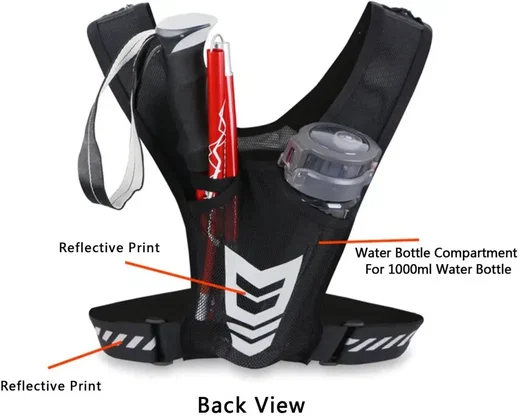Reflecterend Hardloopvest met Bidonhouder en Telefoonhouder Zwart afbeelding 4