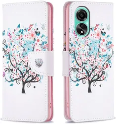Oppo A78 4G Hoesje Portemonnee Book Case Boom Print afbeelding