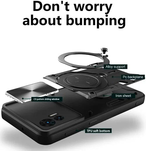 Motorola Edge 30 Neo Hoesje met Magnetische Kickstand Ring Zwart afbeelding 3