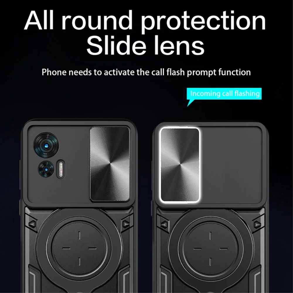 Motorola Edge 30 Neo Hoesje met Magnetische Kickstand Ring Zwart afbeelding 6