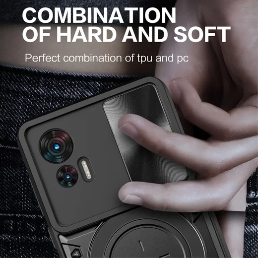 Motorola Edge 30 Neo Hoesje met Magnetische Kickstand Ring Zwart afbeelding 8