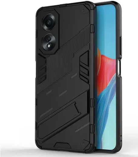 Oppo A58 Hoesje Shockproof Kickstand Back Cover Zwart afbeelding 1