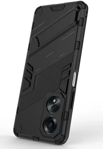 Oppo A58 Hoesje Shockproof Kickstand Back Cover Zwart afbeelding 4