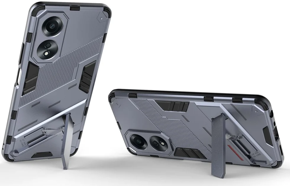 Oppo A58 Hoesje Shockproof Kickstand Back Cover Donker Blauw afbeelding 2