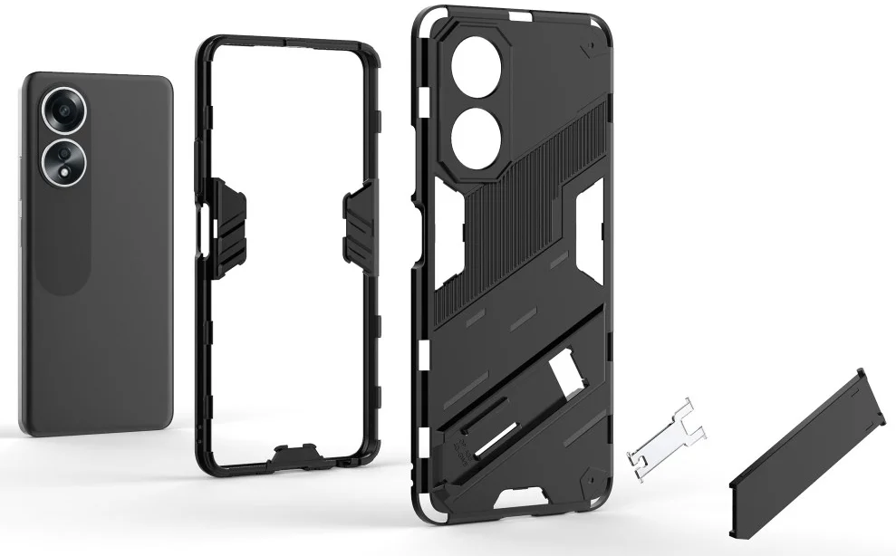 Oppo A58 Hoesje Shockproof Kickstand Back Cover Donker Blauw afbeelding 4