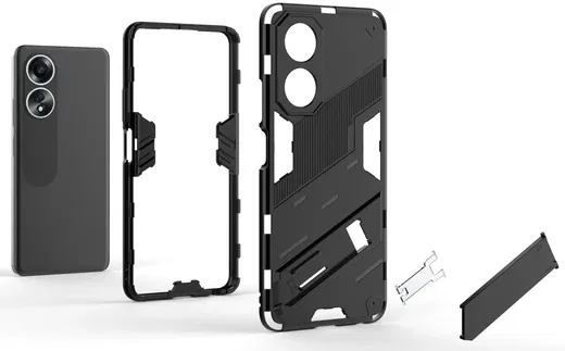 Oppo A58 Hoesje Shockproof Kickstand Back Cover Donker Blauw afbeelding 4