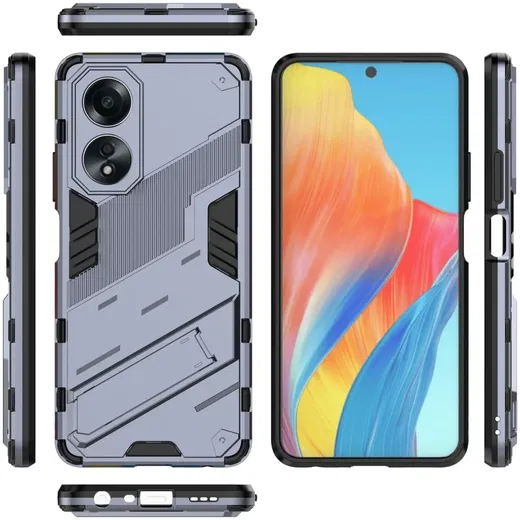 Oppo A58 Hoesje Shockproof Kickstand Back Cover Donker Blauw afbeelding 5