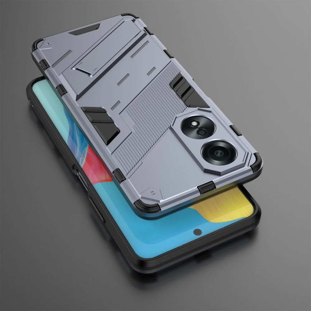 Oppo A58 Hoesje Shockproof Kickstand Back Cover Donker Blauw afbeelding 6