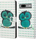 Google Pixel 8a Hoesje Portemonnee Book Case Uil Print
