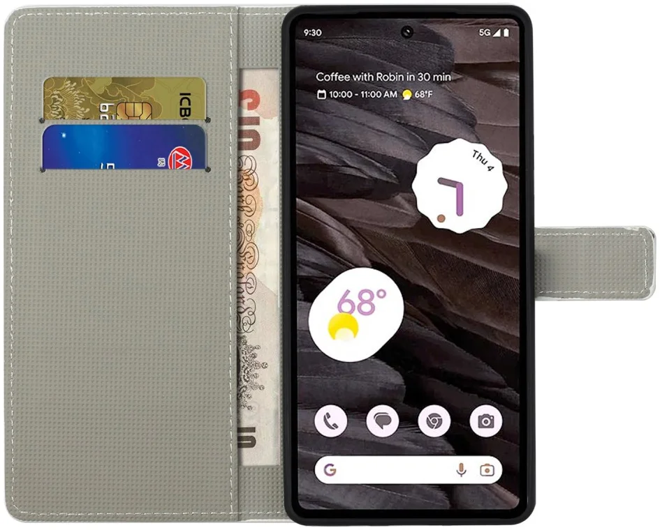 Google Pixel 8a Hoesje Portemonnee Book Case Uil Print afbeelding 3