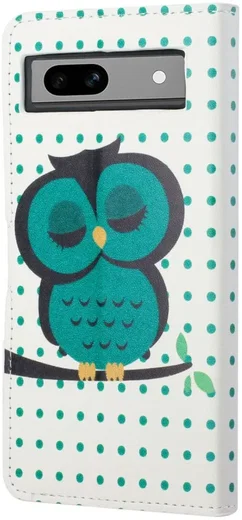 Google Pixel 8a Hoesje Portemonnee Book Case Uil Print afbeelding 5