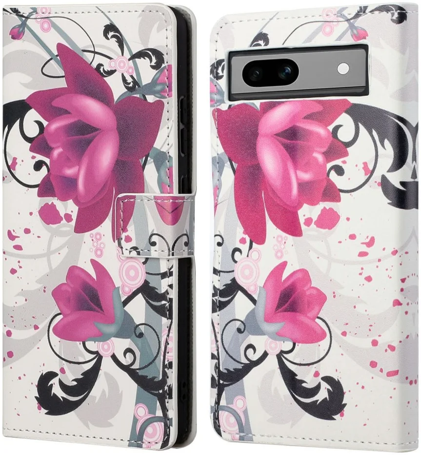 Google Pixel 8a Hoesje Portemonnee Book Case Bloemen Print afbeelding 1