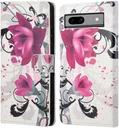 Google Pixel 8a Hoesje Portemonnee Book Case Bloemen Print