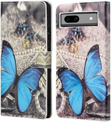Google Pixel 8a Hoesje Portemonnee Book Case Vlinder Print afbeelding 1