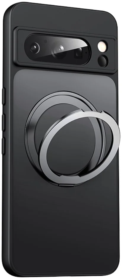 Google Pixel 8a Hoesje met MagSafe Back Cover met Ring Kickstand Zwart afbeelding 1