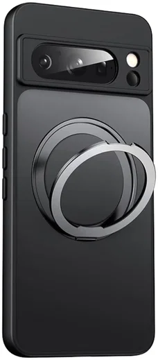 Google Pixel 8a Hoesje met MagSafe Back Cover met Ring Kickstand Zwart afbeelding 1