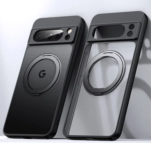 Google Pixel 8a Hoesje met MagSafe Back Cover met Ring Kickstand Zwart afbeelding 12