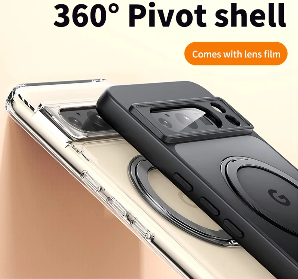 Google Pixel 8a Hoesje met MagSafe Back Cover met Ring Kickstand Zwart afbeelding 2