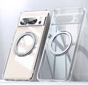 Google Pixel 8a Hoesje met MagSafe Back Cover met Ring Kickstand Clear