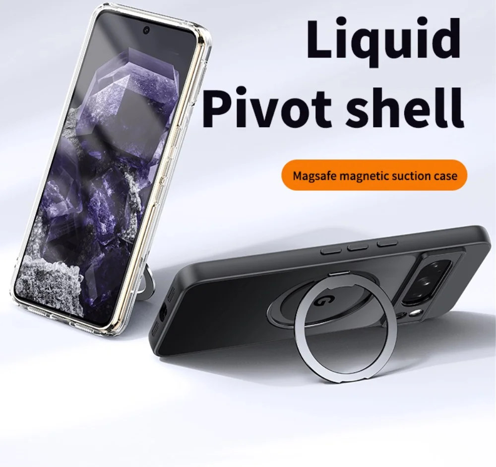 Google Pixel 8a Hoesje met MagSafe Back Cover met Ring Kickstand Clear afbeelding 6