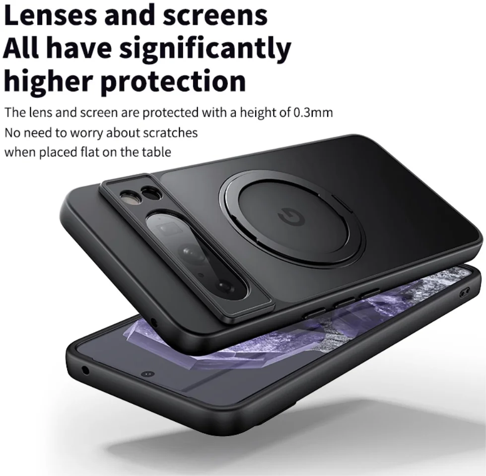 Google Pixel 8a Hoesje met MagSafe Back Cover met Ring Kickstand Clear afbeelding 8