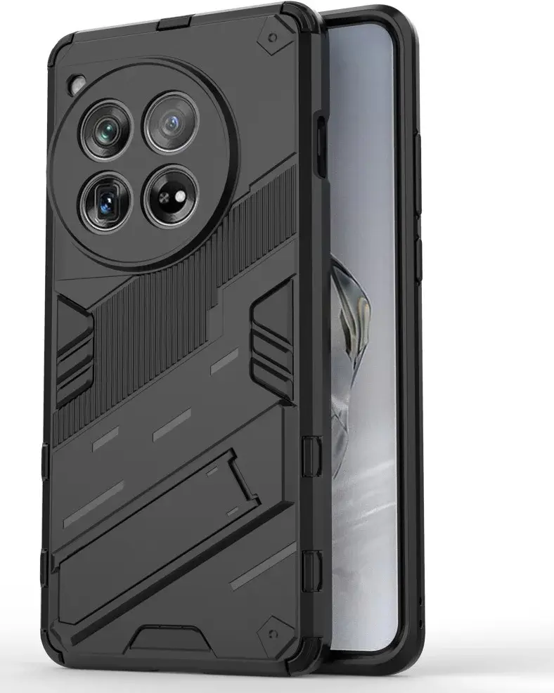 OnePlus 12 Hoesje Shockproof Kickstand Back Cover Zwart afbeelding 1