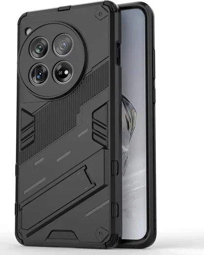OnePlus 12 Hoesje Shockproof Kickstand Back Cover Zwart afbeelding 1