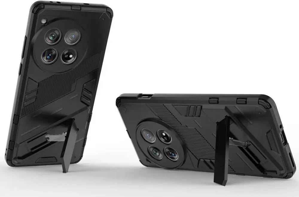 OnePlus 12 Hoesje Shockproof Kickstand Back Cover Zwart afbeelding 2