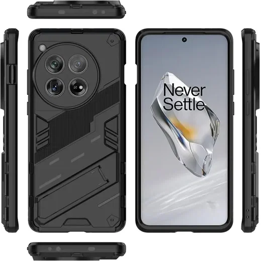 OnePlus 12 Hoesje Shockproof Kickstand Back Cover Zwart afbeelding 8