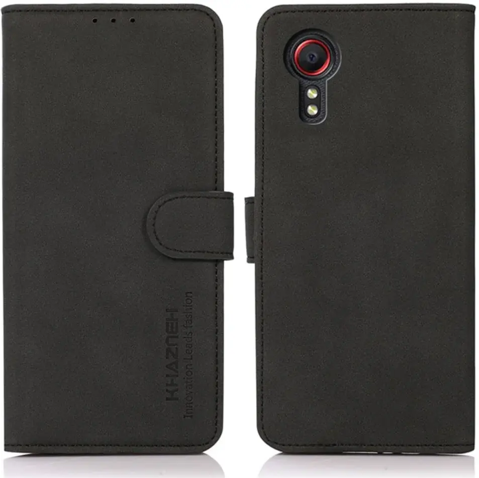KHAZNEH Samsung Galaxy Xcover 7 Hoesje Retro Wallet Book Case Zwart afbeelding 2