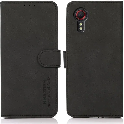 KHAZNEH Samsung Galaxy Xcover 7 Hoesje Retro Wallet Book Case Zwart afbeelding 2
