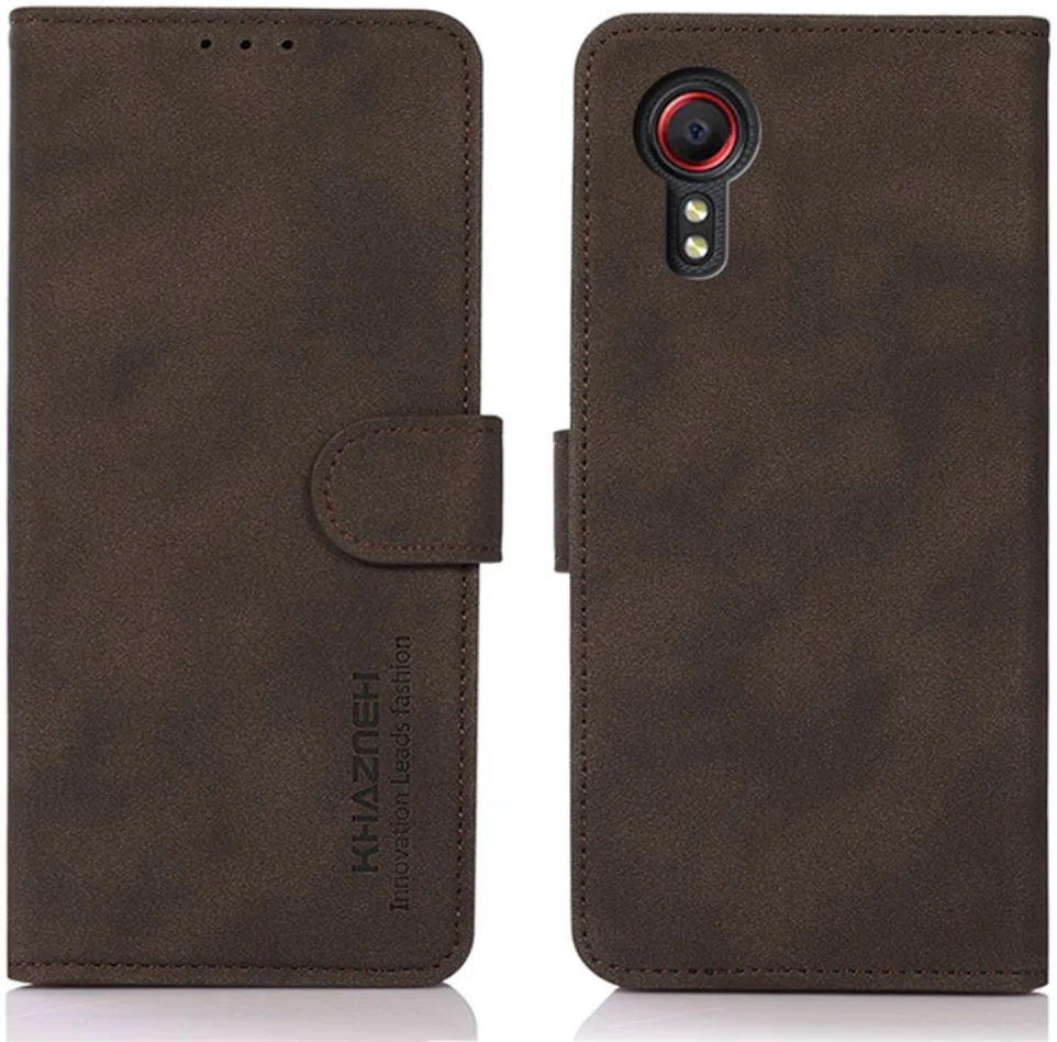 KHAZNEH Samsung Galaxy Xcover 7 Hoesje Retro Wallet Book Case Bruin afbeelding 2