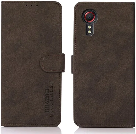 KHAZNEH Samsung Galaxy Xcover 7 Hoesje Retro Wallet Book Case Bruin afbeelding 2
